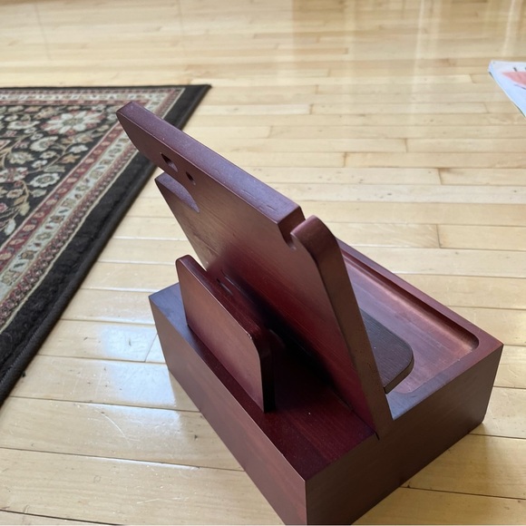 Phone Docking Station with 2 Drawers Wood Nightstand Organizer for Men Bedside - Picture 5 of 7